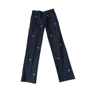 Brooks Brothers Fleece Blue Dress Pants Embroidered Flag Size 14